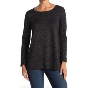 Forgotten Grace Brushed Hacci Pullover Tunic Top Sz Small in Dark Charcoal NWT